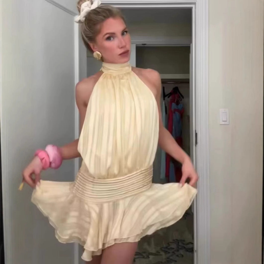 Dame Top à dos nu avec ourlet volants et taille élastique Chic und Stil