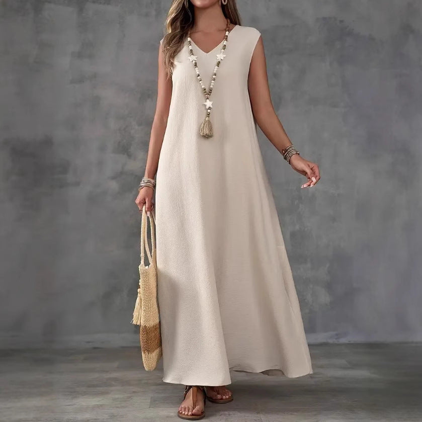 Robe maxi femme avec un élégant décolleté en V et des fentes latérales Chic und Stil