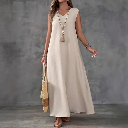Robe maxi femme avec un élégant décolleté en V et des fentes latérales Chic und Stil
