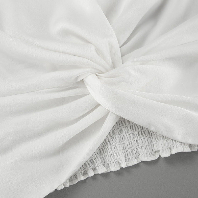 Dames Élégante Blouse à Décolleté en V Torsadée avec Coutures à Volants Chic und Stil