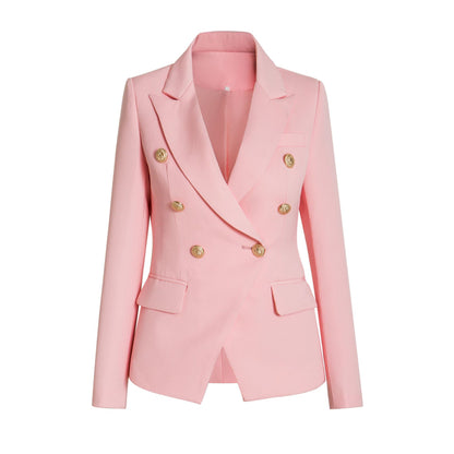 Dames Élégante Blazer à Doublé Rangée avec Boutons Dorés Chic und Stil