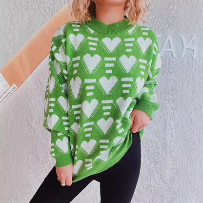 Pull en tricot pour femmes au design moderne en forme de cœur avec une coupe ample Chic und Stil