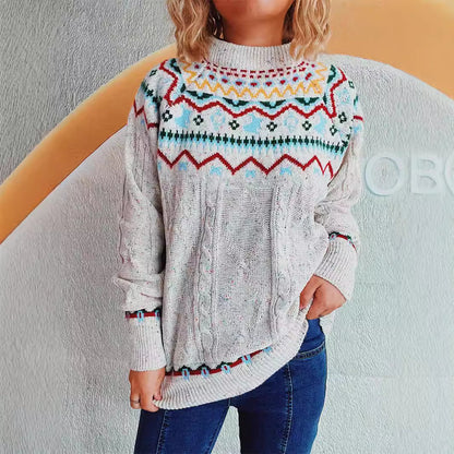Pull-over en grosse maille pour femmes avec motif festif et dessin de torsades moderne Chic und Stil
