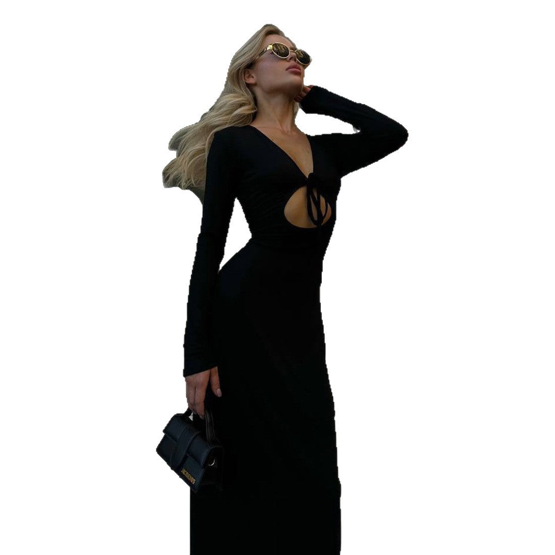 Robe maxi pour femmes avec décolleté plongeant et découpe raffinée Chic und Stil