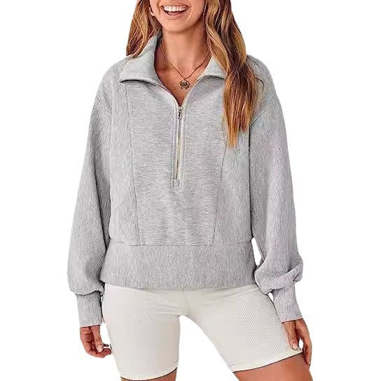 Pull en fleece sportif pour femmes avec fermeture éclair et coupe décontractée Chic und Stil