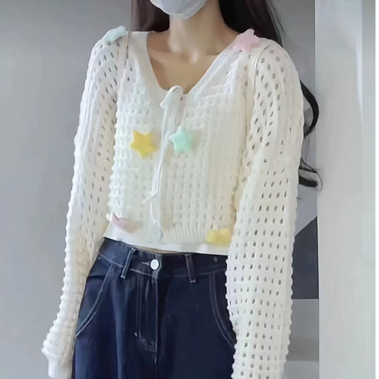 Pull en tricot décontracté pour femmes avec des applications colorées Chic und Stil
