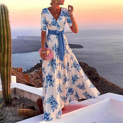 Robe maxi à enroulement floral pour dames Chic und Stil