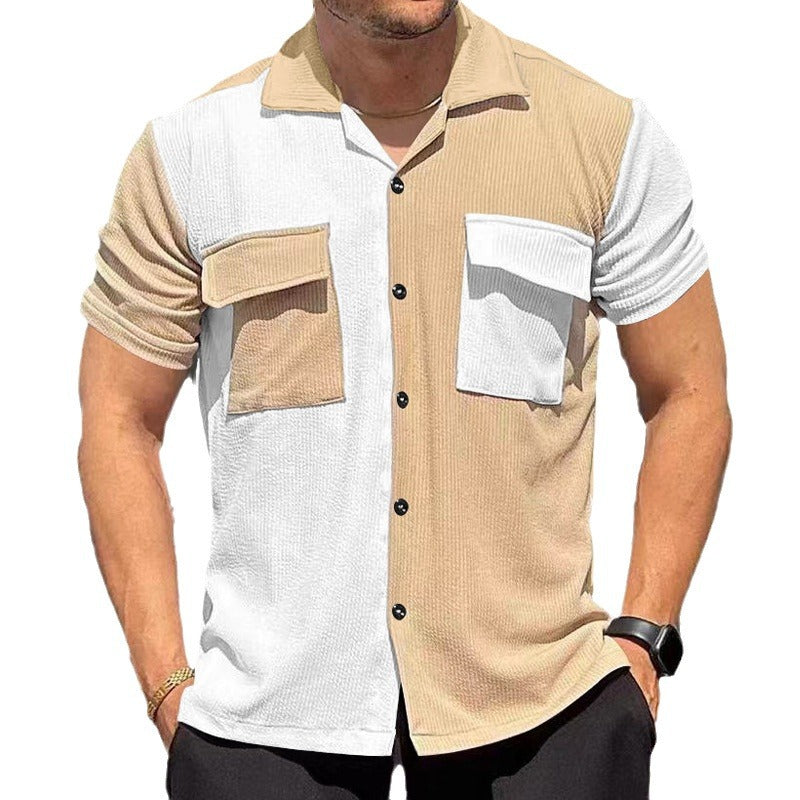 Chemise pour homme à manches courtes tendance avec design texturé et deux poches poitrine pratiques Chic und Stil