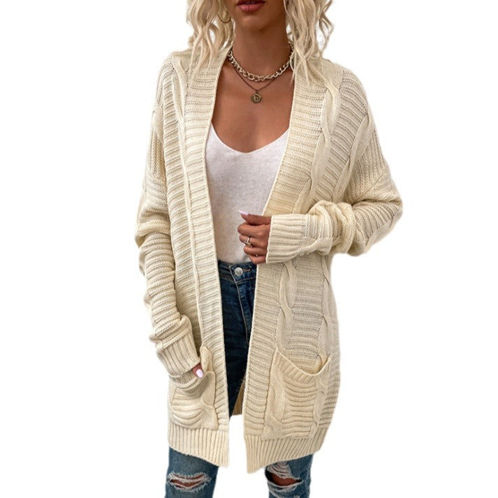 Dames Gros Tricot Cardigan avec design décontracté et poches pratiques Chic und Stil