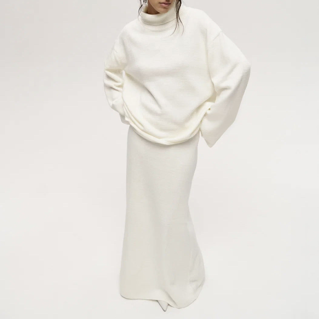 Dames élégant, ensemble en tricot décontracté avec col haut Chic und Stil