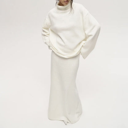 Dames élégant, ensemble en tricot décontracté avec col haut Chic und Stil