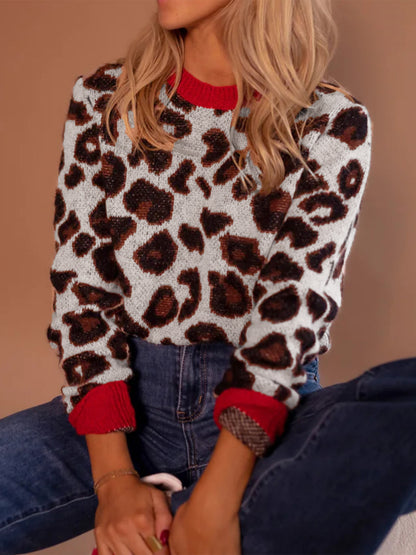 Pull femme à motif léopard et emmanchures contrastantes Chic und Stil
