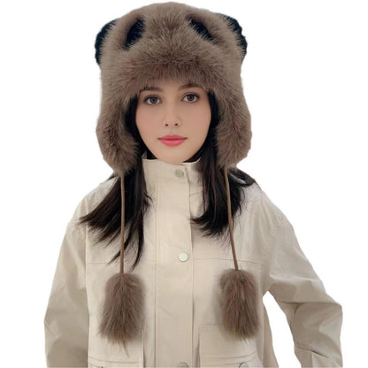 Dames Bonnet en peluche Panda avec oreilles tendance Chic und Stil