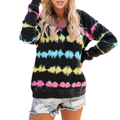 Pull femme décontracté à col en V dans un design tie-dye à la mode Chic und Stil