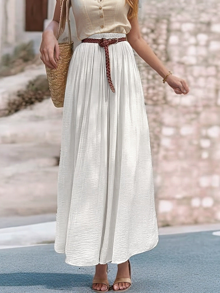 Robe Maxi longue pour femmes avec ceinture élastique et tissu fluide Chic und Stil