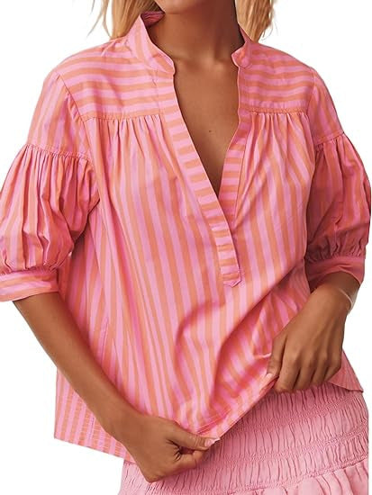 Chemisier pour femmes avec manches bouffantes et motif rayé Chic und Stil