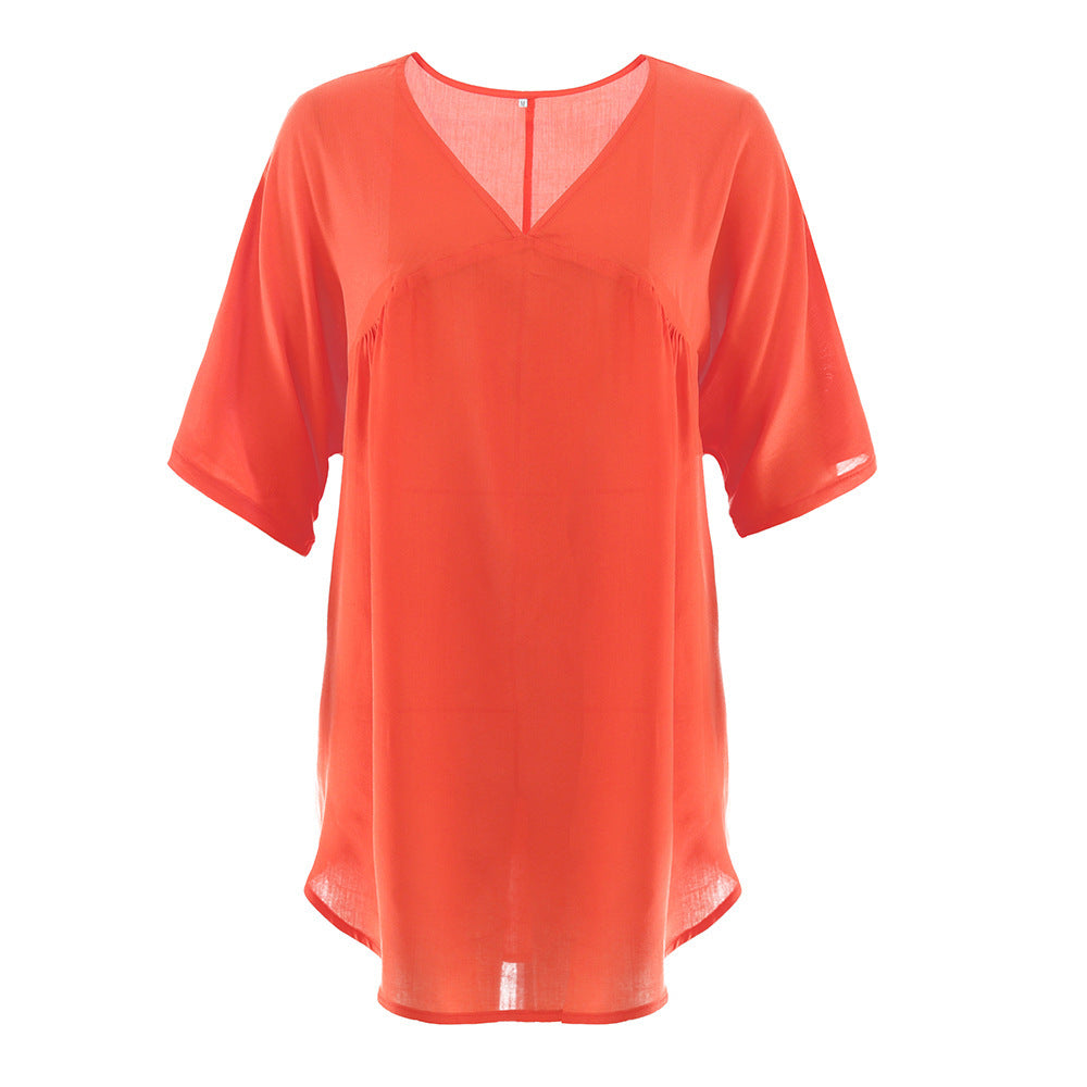 Robe kaftan décontractée pour femmes avec décolleté en V et manches 3/4 Chic und Stil