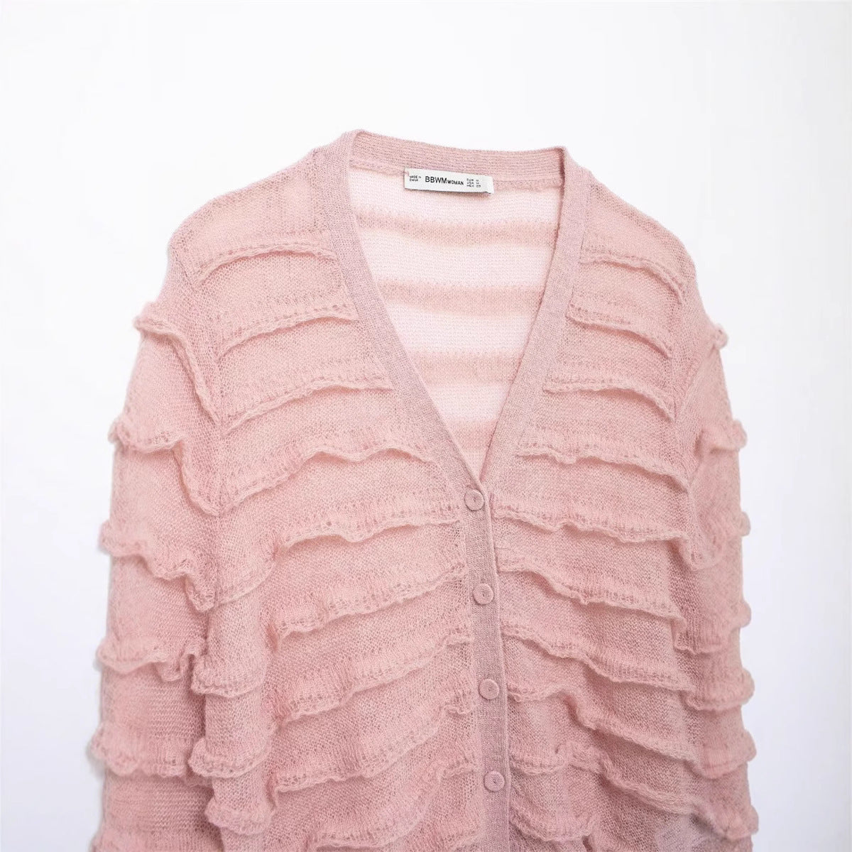 Dames Épais cardigan pelucheux avec volants Chic und Stil