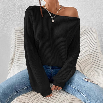 Dames off-shoulder pull en tricot à coupe large Chic und Stil