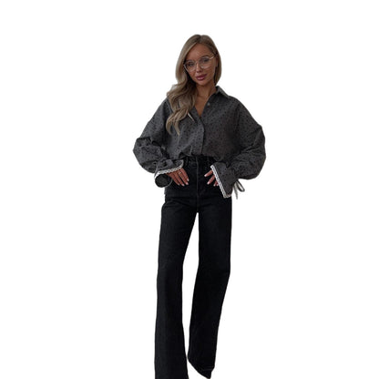 Dames élégante blouse avec un motif de cœur affectueux et des détails en volants Chic und Stil