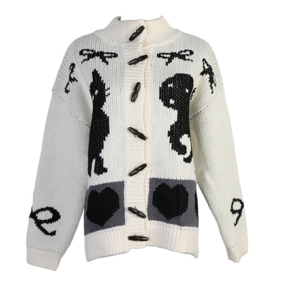 Damen cardigan avec des motifs d'animaux ludiques et des détails de boutons Chic und Stil