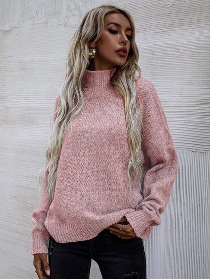 Pull en tricot surdimensionné pour femmes avec col haut et motif texturé doux Chic und Stil