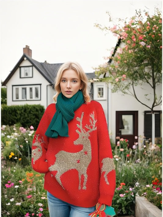 Pull douillet femmes avec motif de flocons de neige festif Chic und Stil