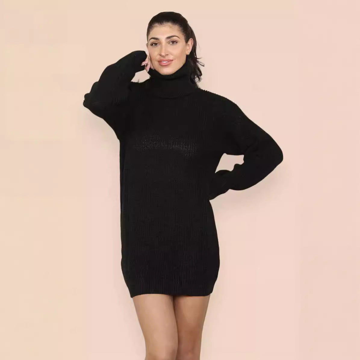 Robe en tricot pour femmes avec col montant et coupe ample Chic und Stil