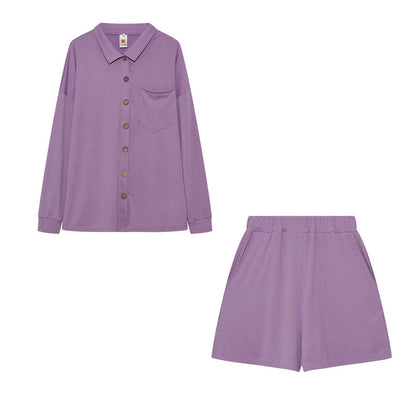 Chic and Style women's casual shirt and shorts set with chest pocket