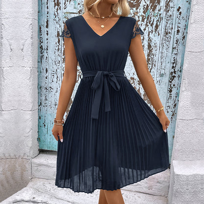 Robe A-ligne élégante pour femme avec manches en dentelle Chic und Stil