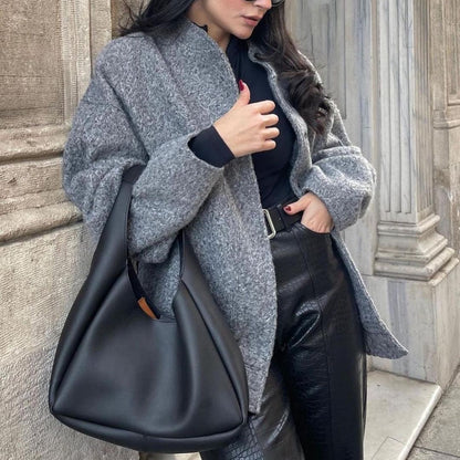 Dames élégante veste en laine oversized avec coupe décontractée et tissu texturé Chic und Stil