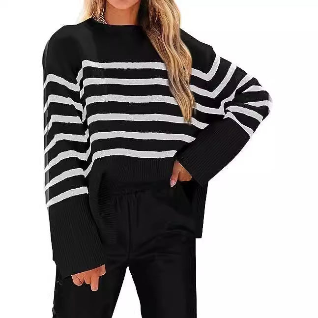 Dames Pull rayé décontracté à coupe ample Chic und Stil