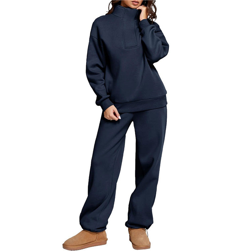 Women Comfortable Loungewear Set with High Neck and Wide Leg Pants Chic and Style