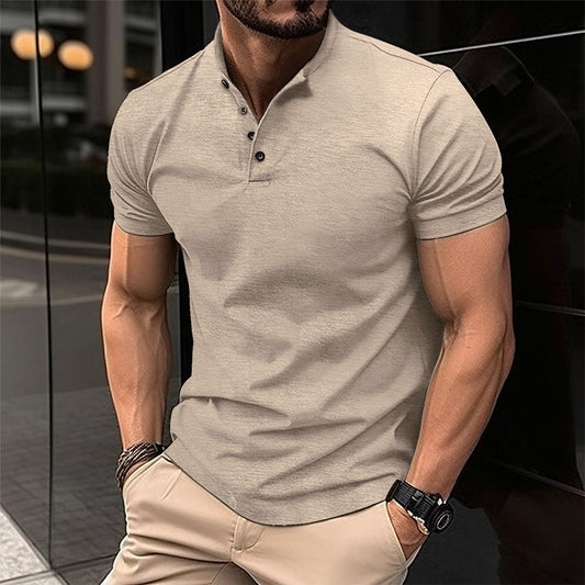Men's Leisure Short Sleeve Henley Polo Chic and Style