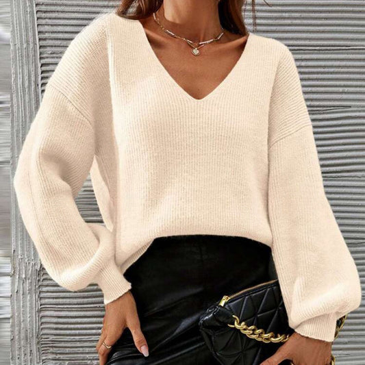 Femmes Pull en Cachemire à Col V Chic und Stil
