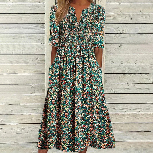 Robe maxi femme avec taille élastique et imprimé floral Chic und Stil