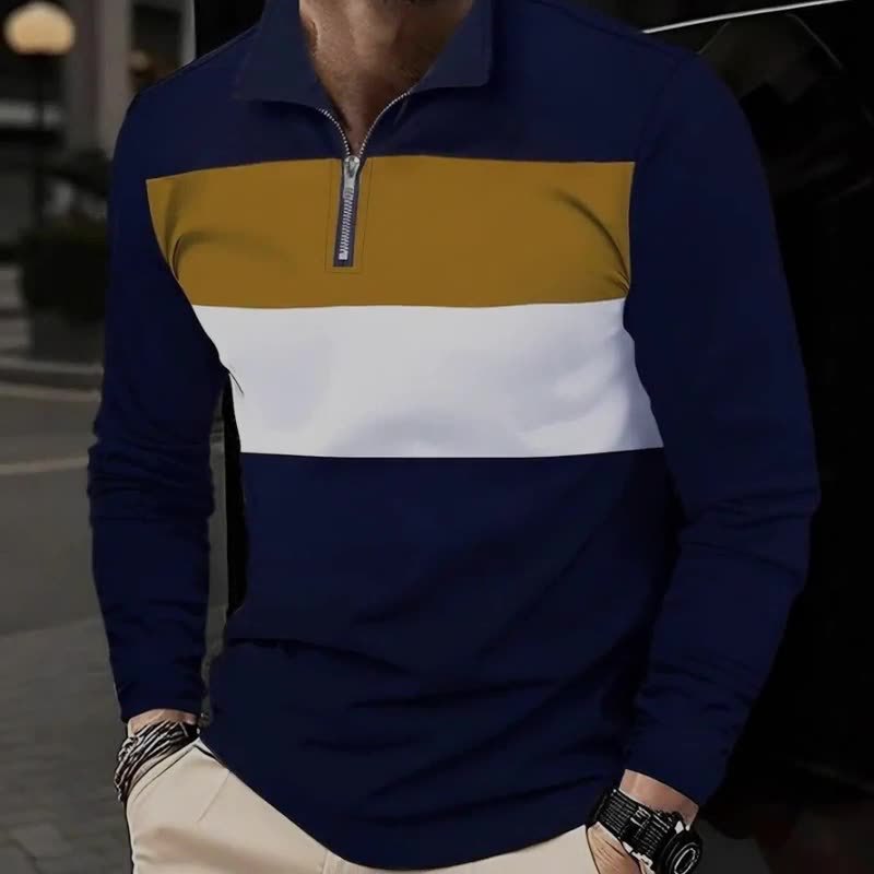 Pull-over zippé pour hommes avec une coupe de couleur tendance et un style confortable Chic und Stil