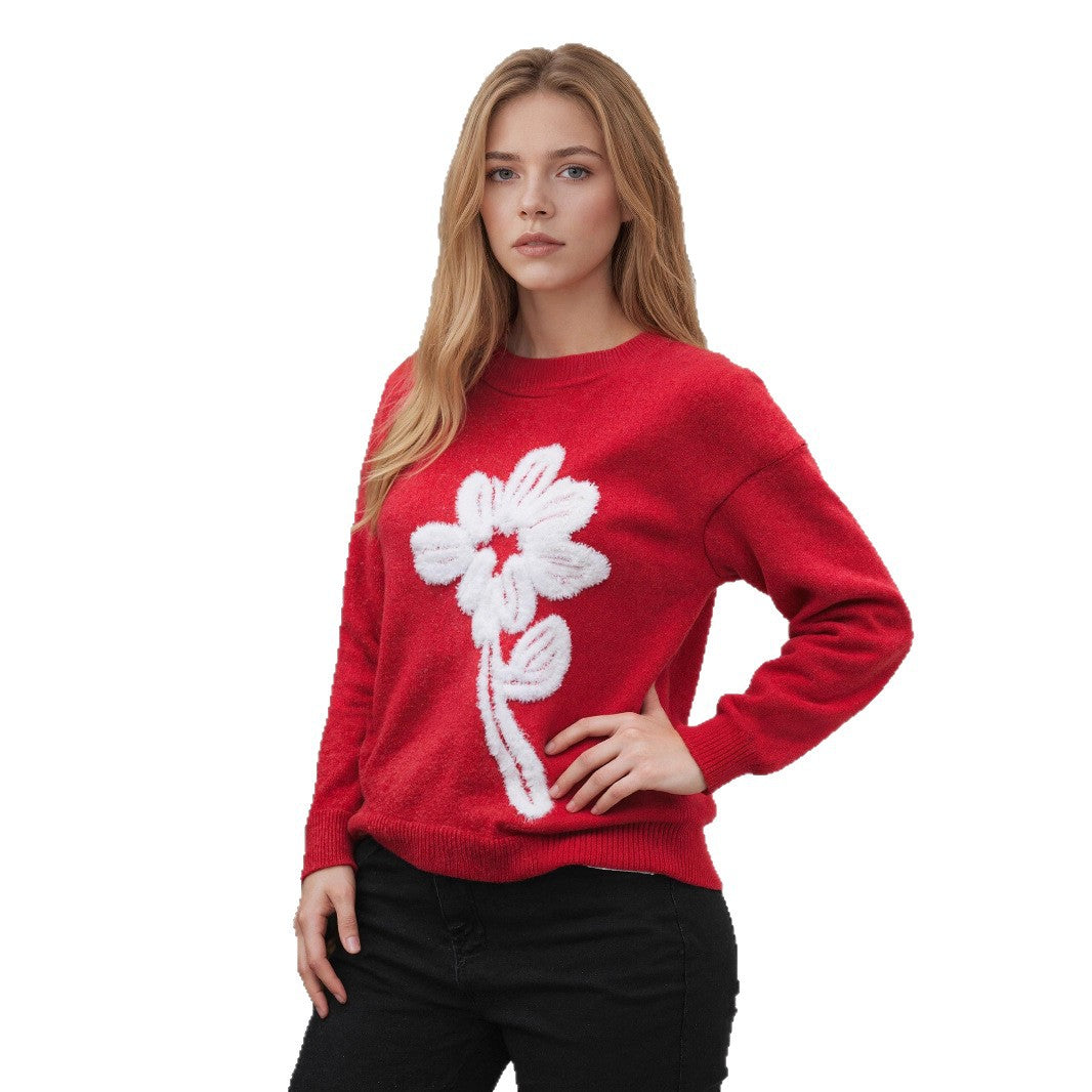 Pull femme avec motif floral en 3D Chic und Stil