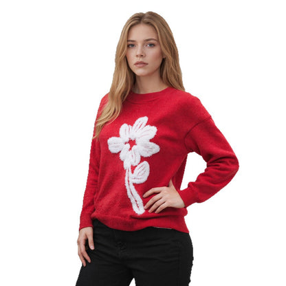 Pull femme avec motif floral en 3D Chic und Stil