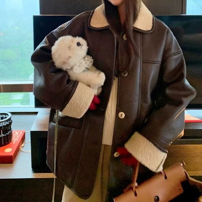 Veste en simili cuir surdimensionnée pour femmes Chic und Stil