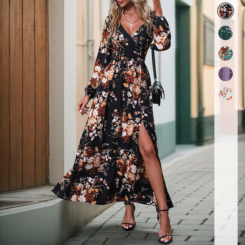 Robe maxi femme avec design floral et fente latérale Chic und Stil