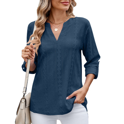 Dames Élégante et légère blouse avec décolleté en V Chic und Stil