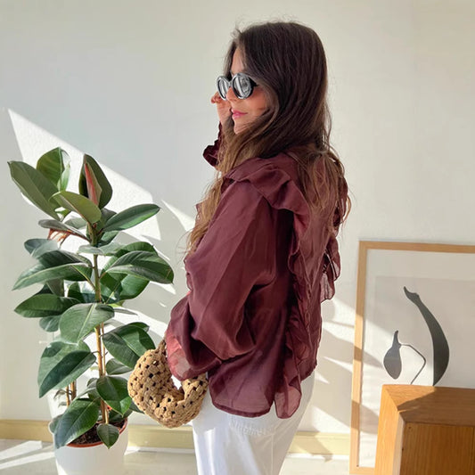 Blouse à volants pour femmes en tissu léger Chic und Stil