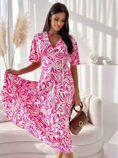 Dames Élégant Haute Fente Floral Robe Enroulée Chic und Stil