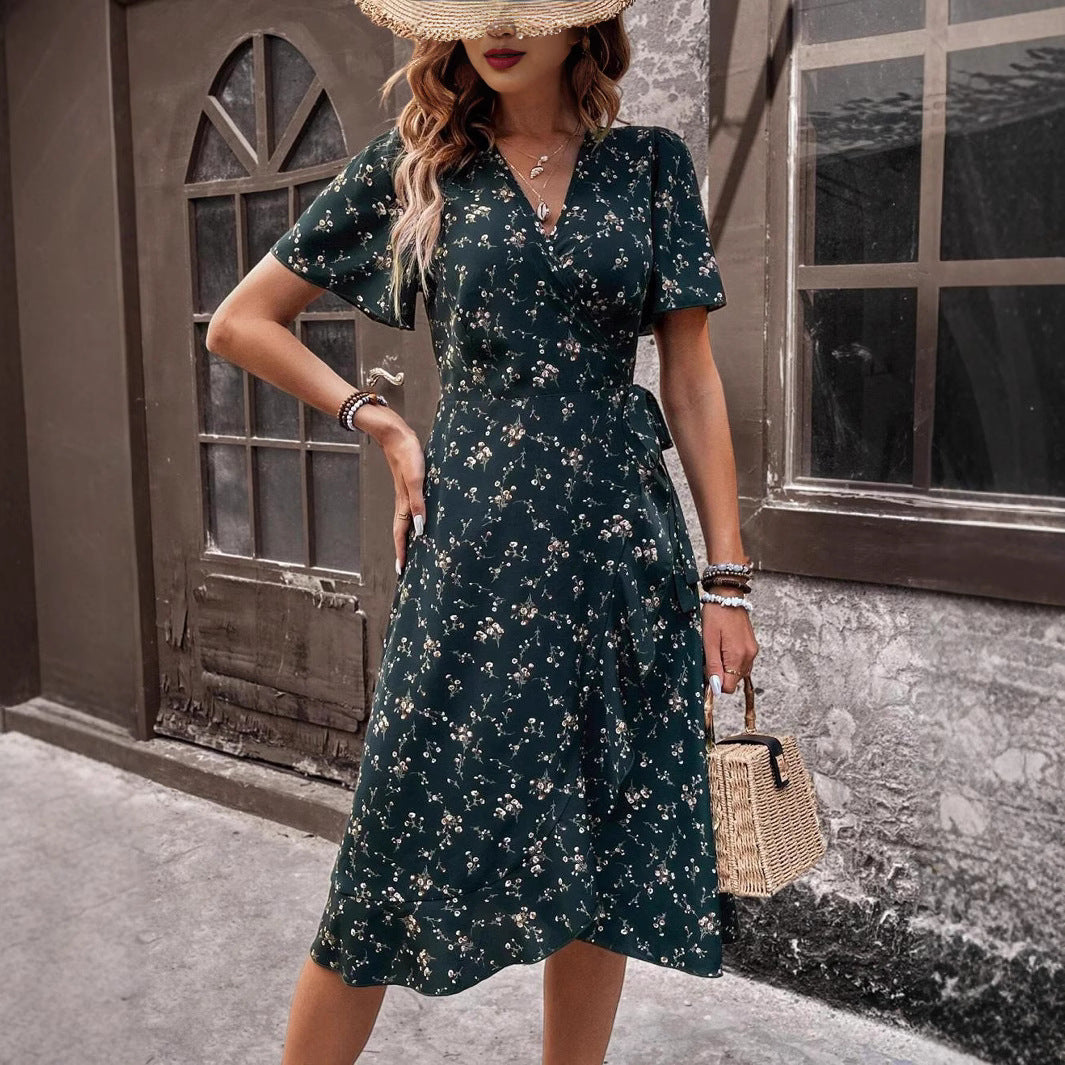Robe portefeuille florale élégante pour dames Chic und Stil