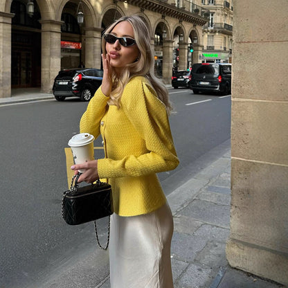 Dames Élégante Veste Cintrée avec Détail de Bouton Chic und Stil