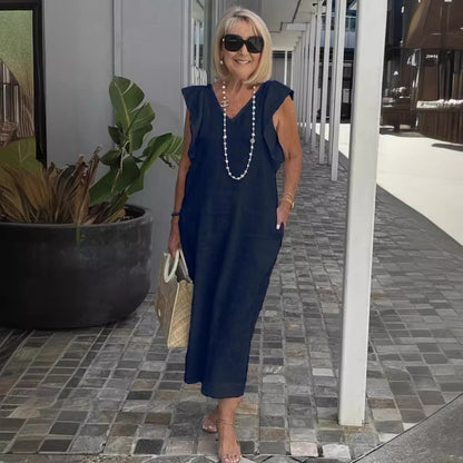 Robe maxi pour femme avec décolleté en V et manches raglan Chic und Stil