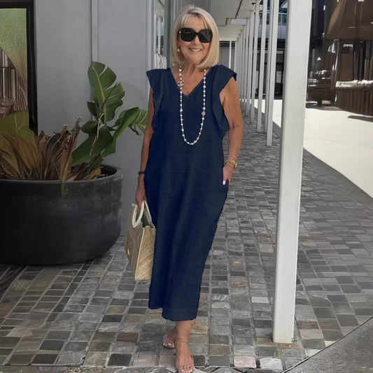 Robe maxi pour femme avec décolleté en V et manches raglan Chic und Stil