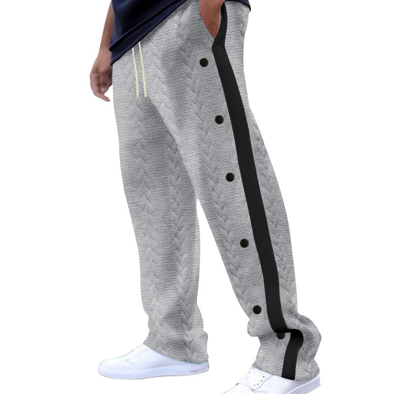 Sporty jogger pants for men with snap button and side stripes Chic und Stil