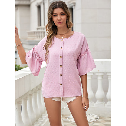 Blouse pour femmes avec des détails en volants et des boutons décoratifs Chic und Stil